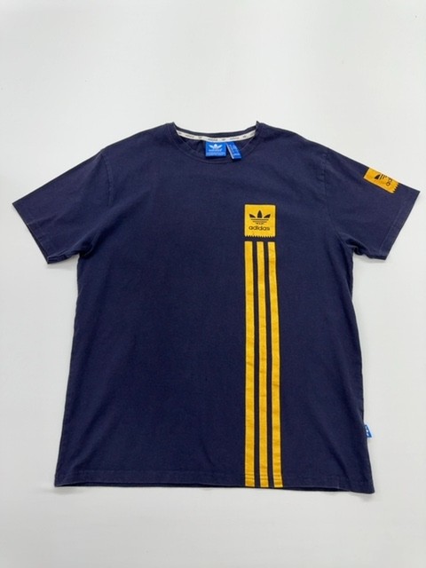 Adidas Boys Navy Blue Striped T Shirt Large Kids Size L Regular Fit