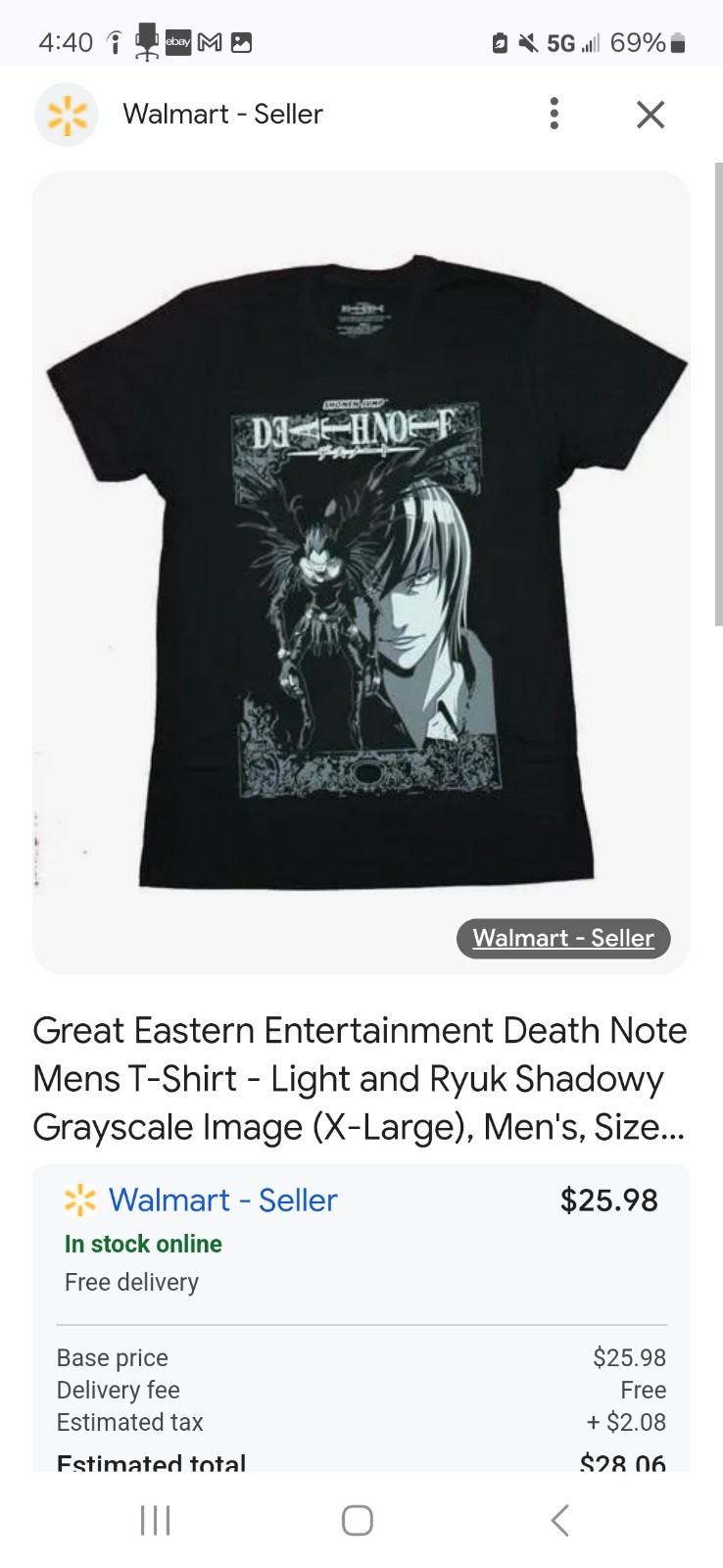 DEATHNOTE OFFICIAL MERCH T SHIRT X LARGE (medium Large *in Description*) gallery