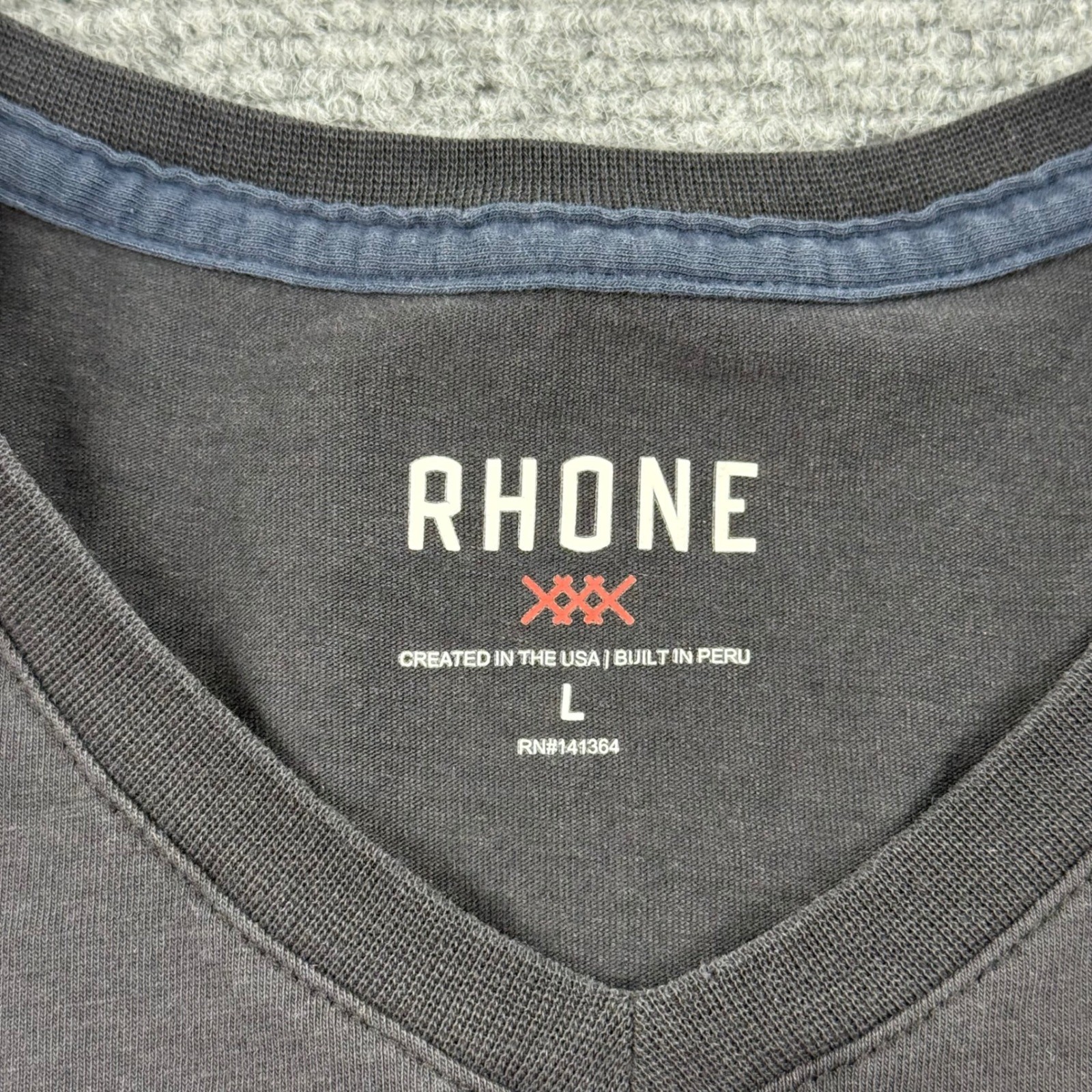 RHONE Mens V Neck T Shirt L Gray Cotton Polyester Spandex Short Sleeve Casual gallery
