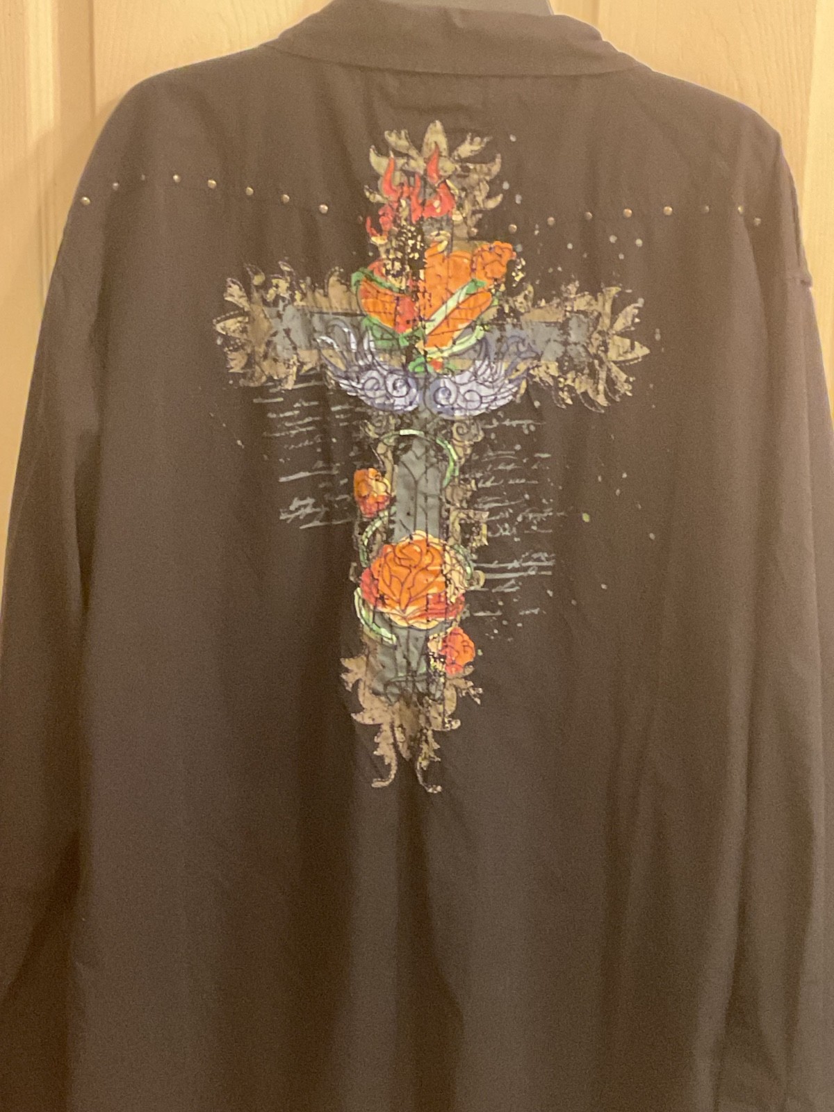 Y2K JORDAN CRAIG AFFLICATION STYLE GRAPHIC URBAN SHIRT 2XL 54"C Black Long sleev gallery