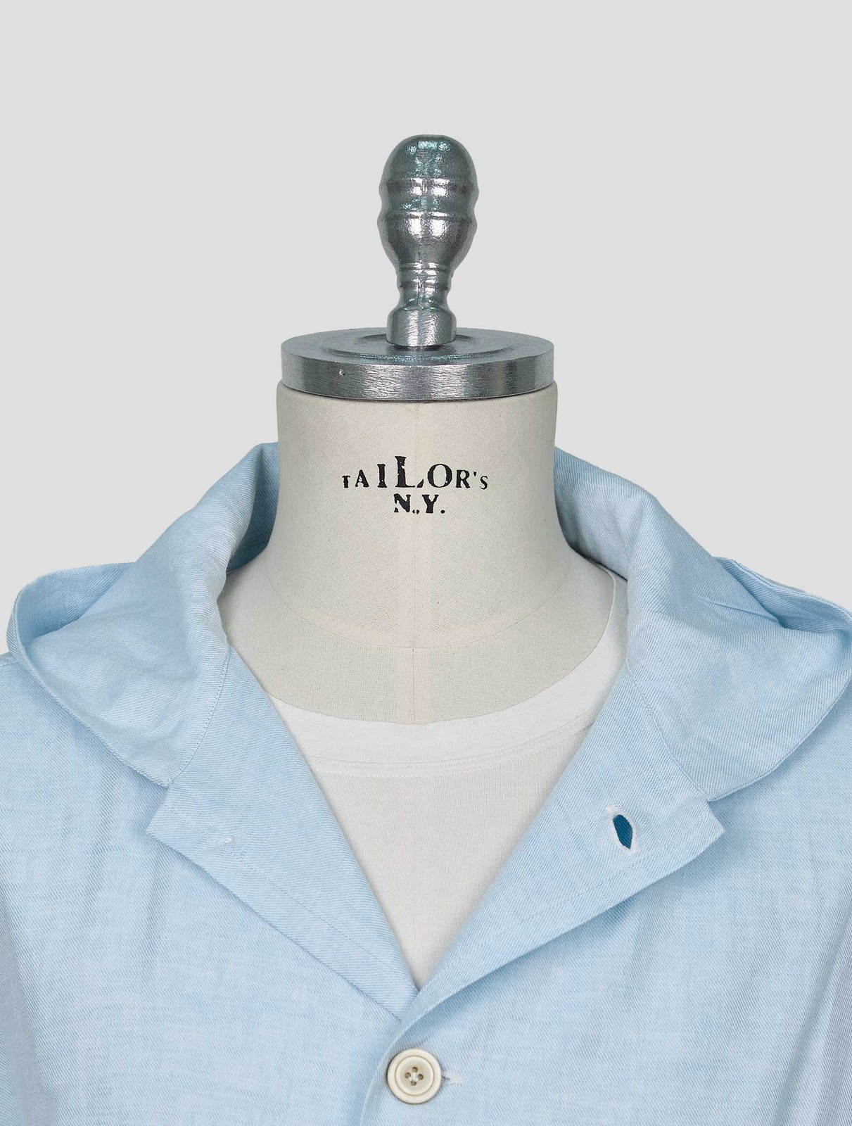 NEW KITON LIGHT BLUE COTTON LINEN HEMP OVERSHIRT LUCA EU 56 - US 46 - 2XL KME60 gallery