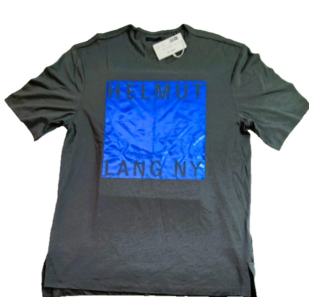 Helmut Lang T Shirt Gunmetal Grey & Ombre Blue Box Fit Film Print Men XL gallery