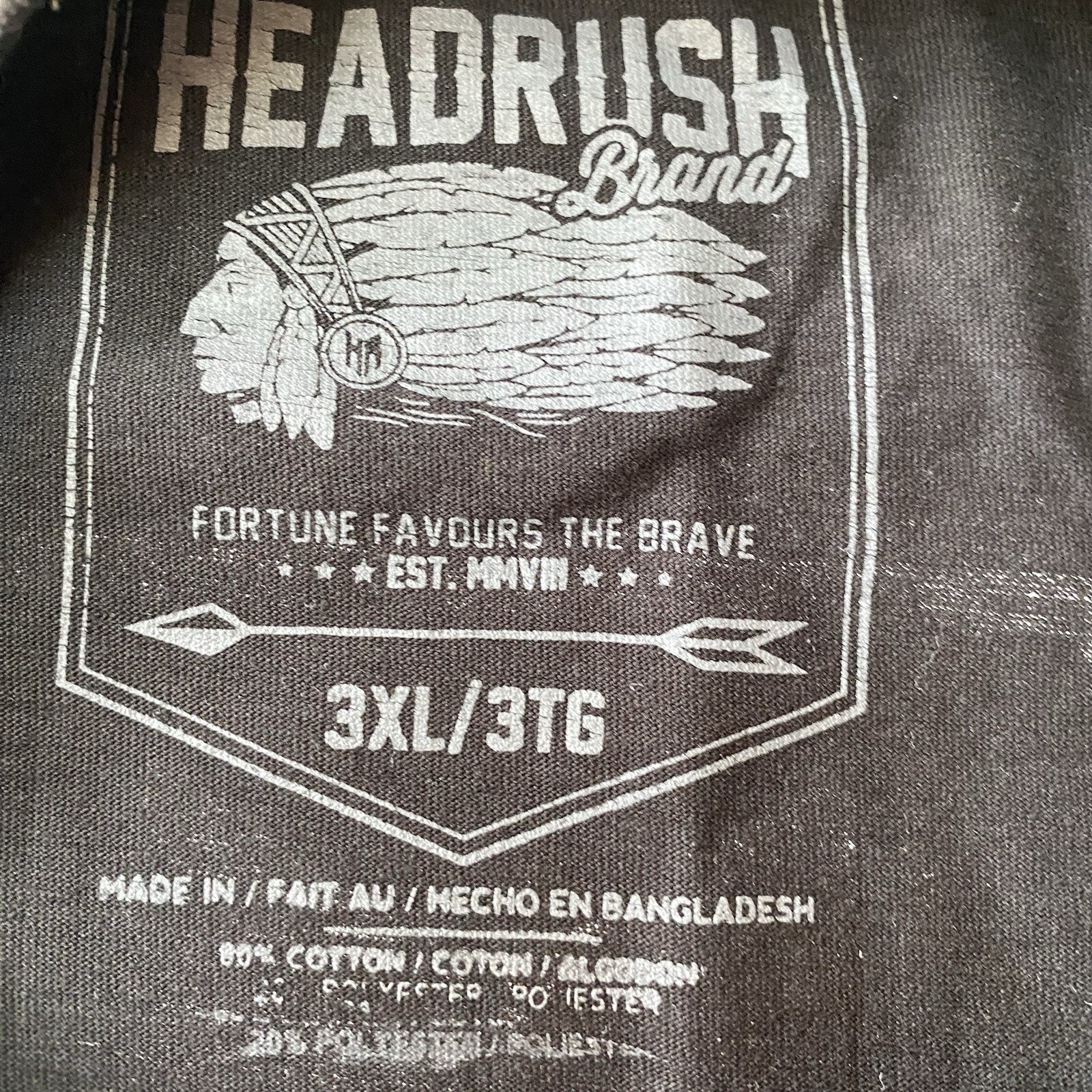 Headrush T-shirt Fortune Favours the Brave Death to Defeat Mens 3XL Graphic SS gallery