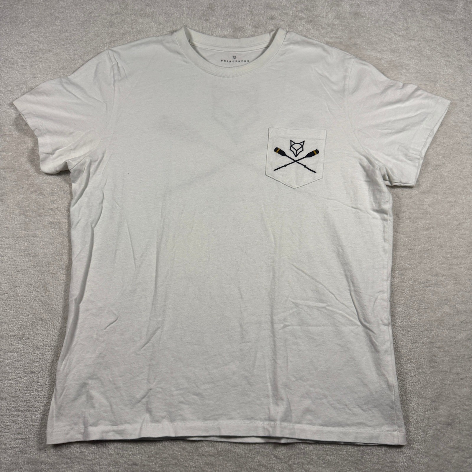 Prince & Fox Mens XL White Graphic Pocket T-Shirt Fox Oars Cotton Tee gallery