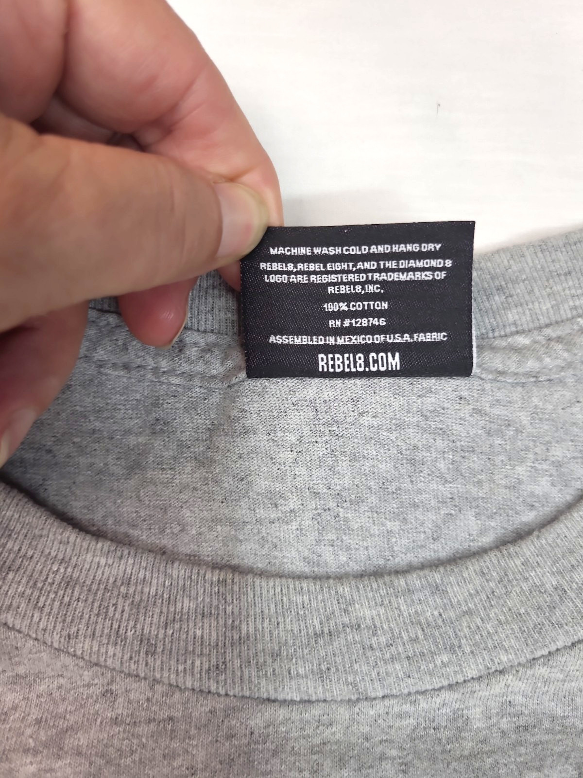 REBEL EIGHT 8 Graphic Art T Shirt Gray Men's Large gallery