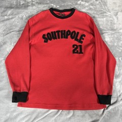 Vintage SouthPole Thermal Waffle Knit T Shirt Mens L Slim Fit Light Red Y2K