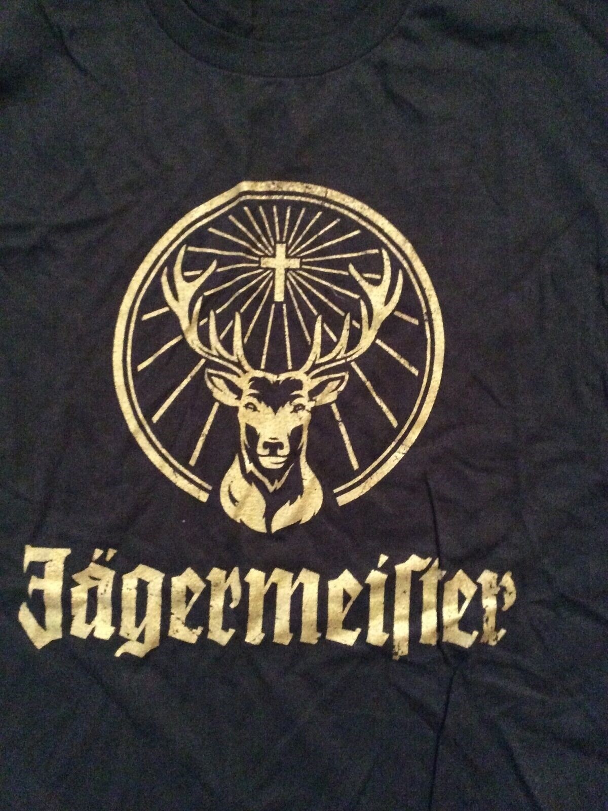 Jagermeister Gold Shiny Stag Logo T Shirt Men XL 100% Cotton Black gallery