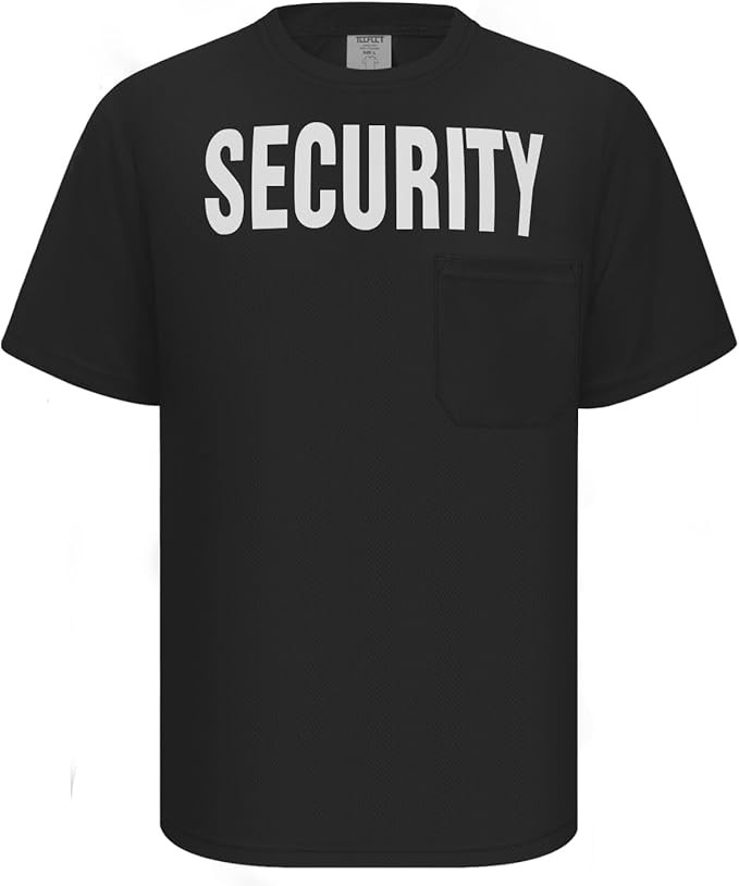 Men's Security Uniform Shirt Guard Work Event Staff Black Tee Top gallery