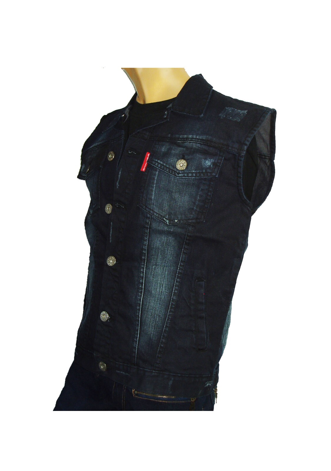 MENS BIKER DENIM VEST (DIRECT MANUFACTURER TO YOU) + FREE SHIPPING gallery