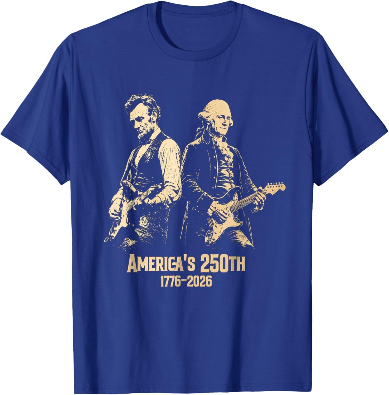 George Washington Lincoln Playing Guitar Abe Lincoln 250th T-Shirt gallery
