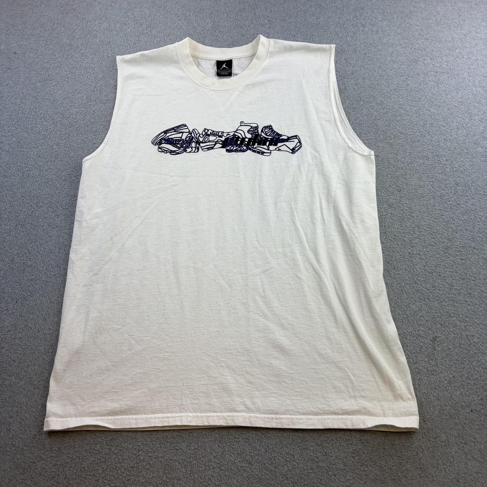 Jordan Shirt Mens Large White Sleeveless Sneaker Graphic Muscle Tee Adult gallery