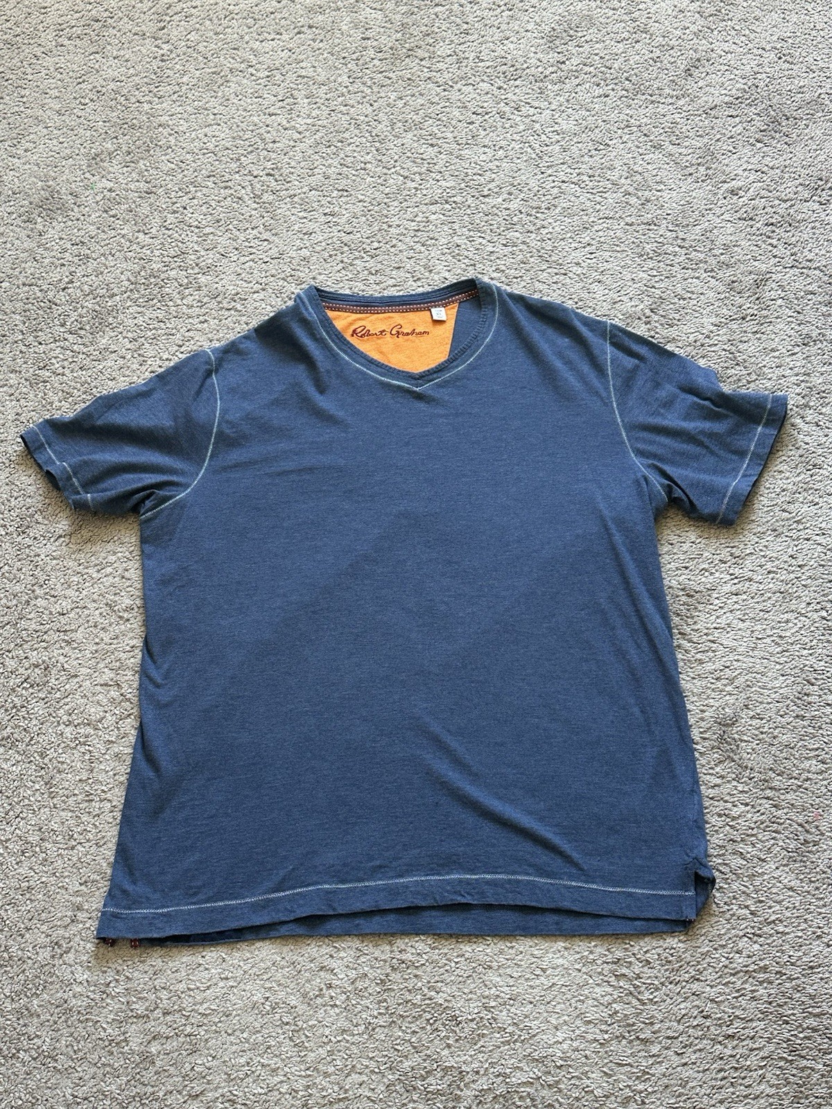 Robert Graham Mens Blue Cotton Knit Embroidered Logo Tee Classic XL gallery
