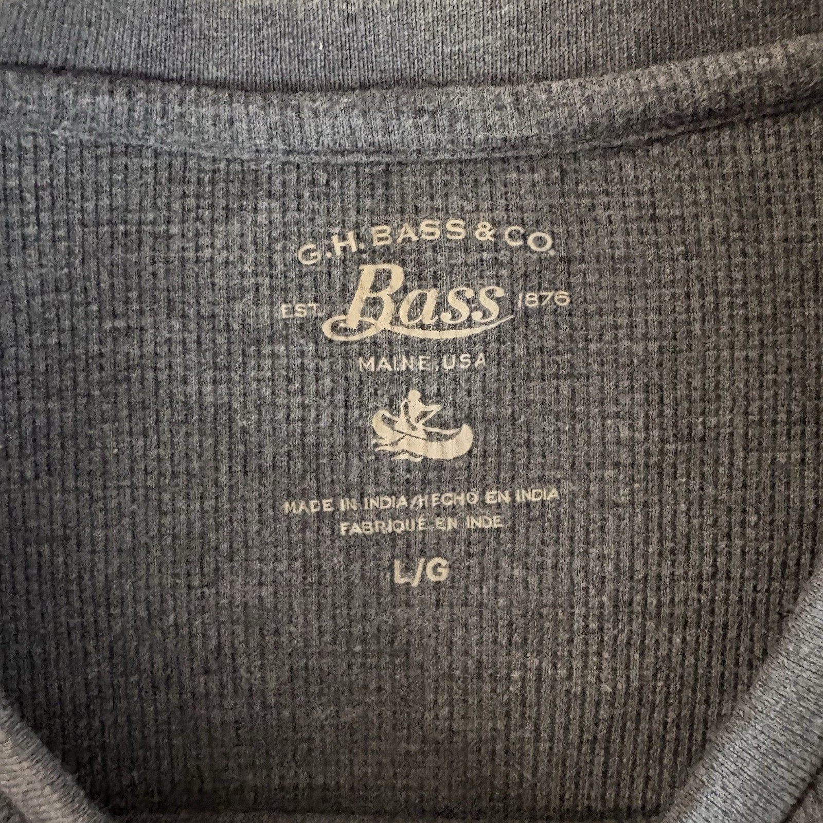 Bass & Co Men’s Large Grey Long Sleeve Thermal Top Coastal Nautical J6 gallery