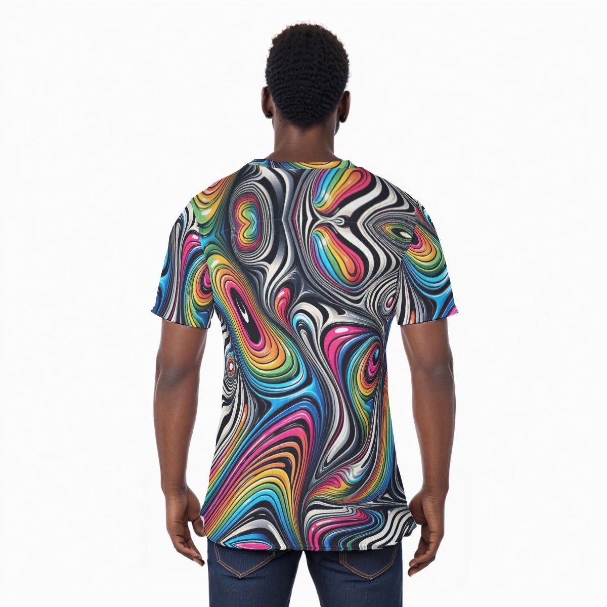 Trippy Shirt Mesh Tee Rave T-shirt Short Sleeve Gift Rainbow Abstract Festival gallery