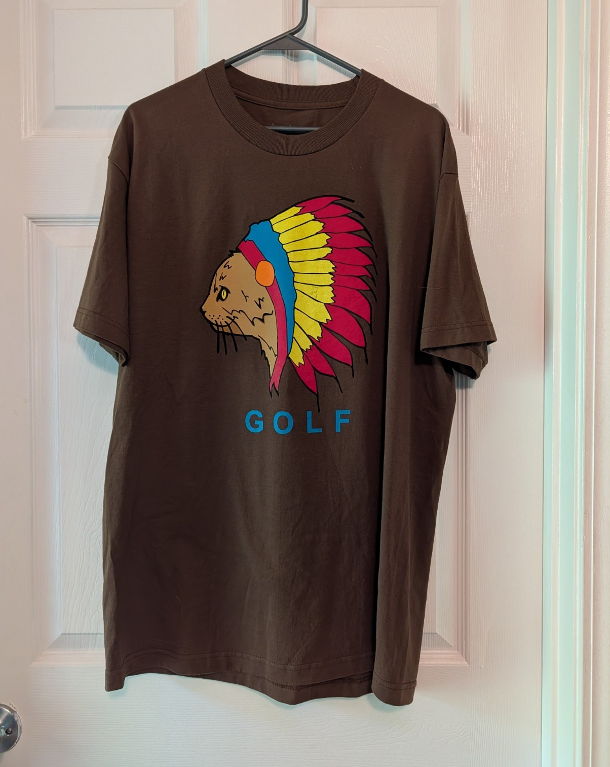 Vintage Golf Wang Tyler The Creator Native Cat Headdress T-Shirt Brown Large gallery