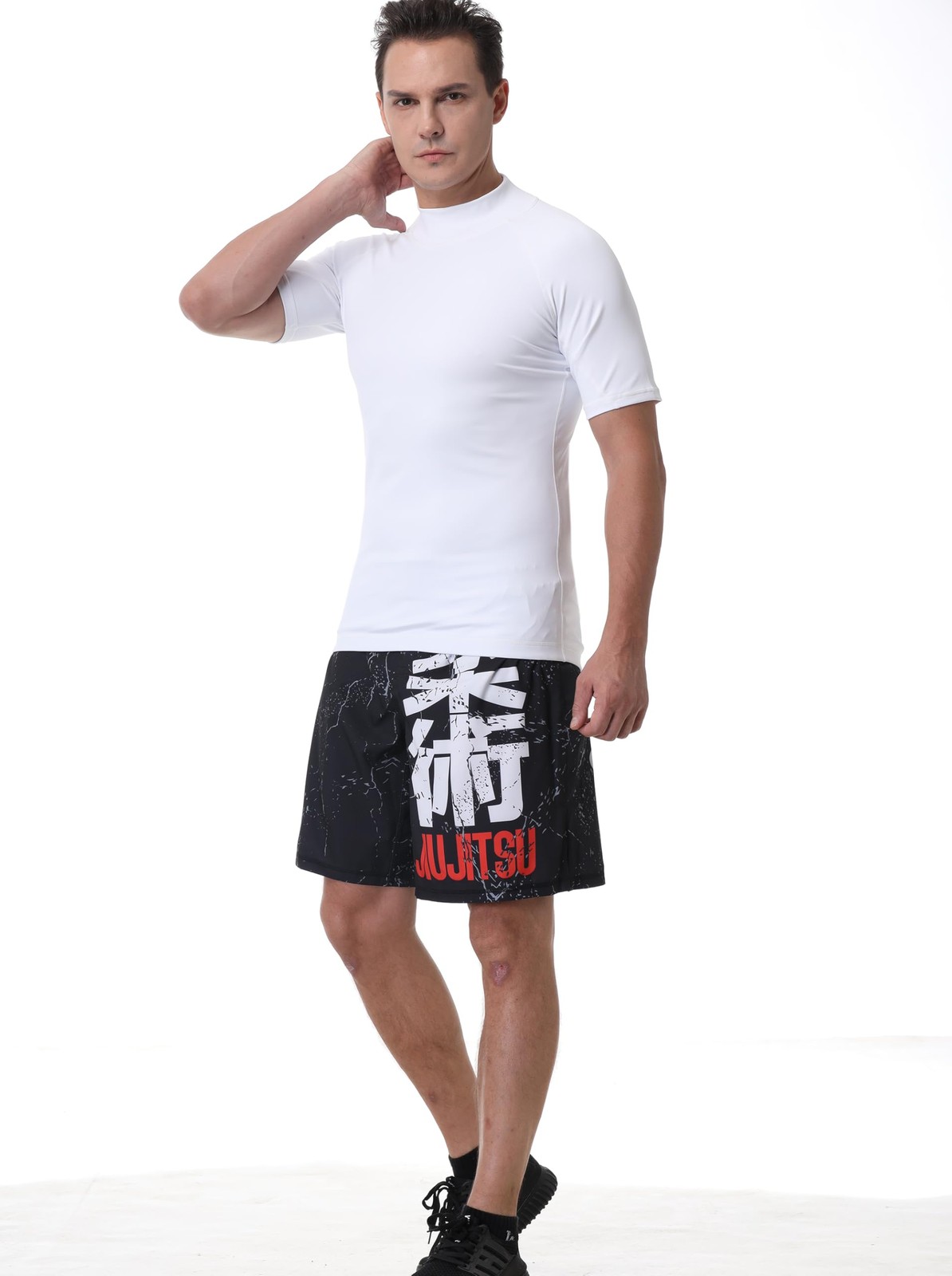 Men's Compression Mock Turtleneck Short Sleeve Shirts High Neck Quickly Dry W... gallery