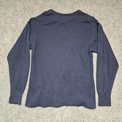 Vintage LL Bean Two Layer River Drivers Henley Shirt Navy Blue Mens Size Large