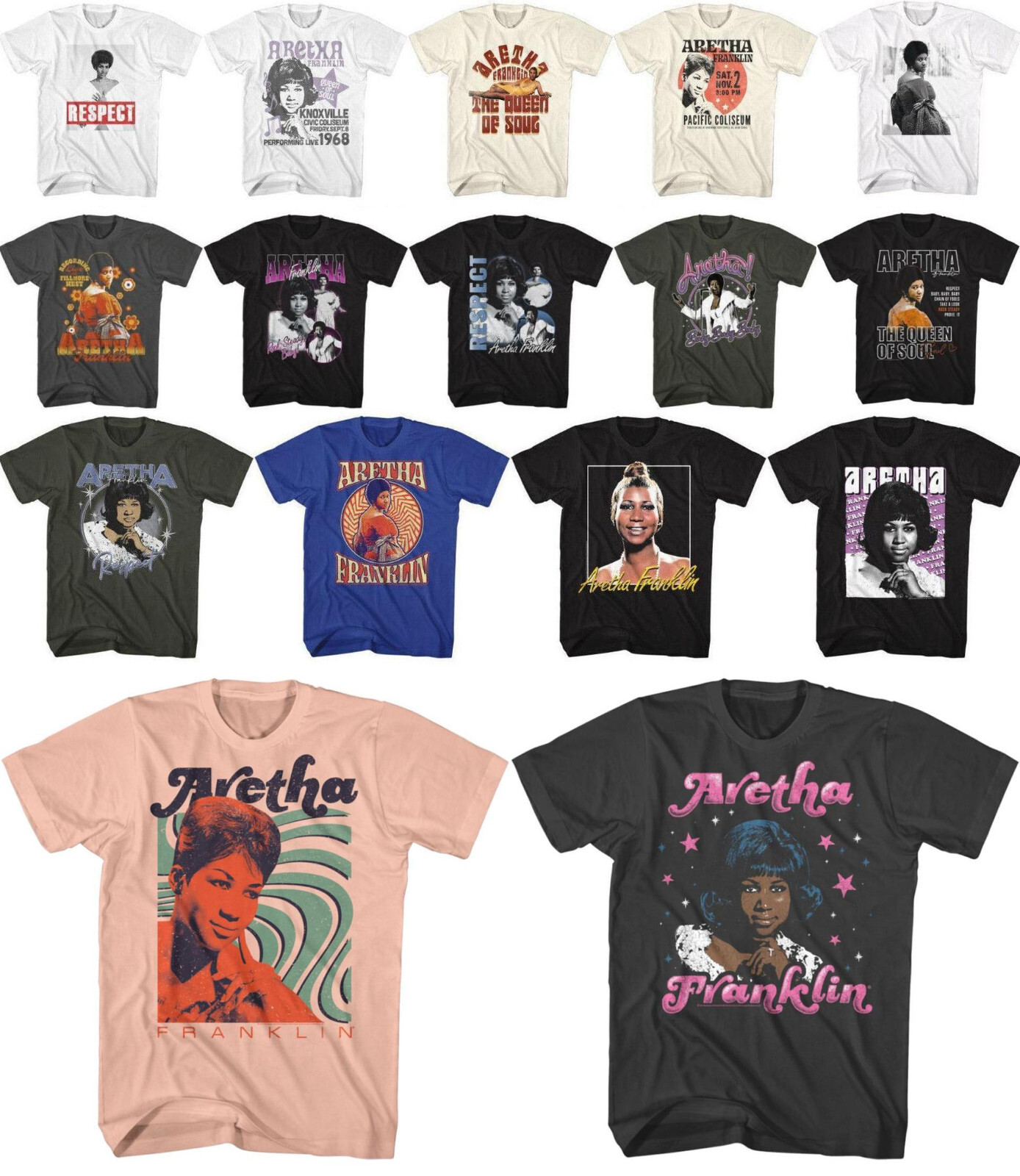 Pre-Sell Aretha Franklin Music Licensed T-Shirt