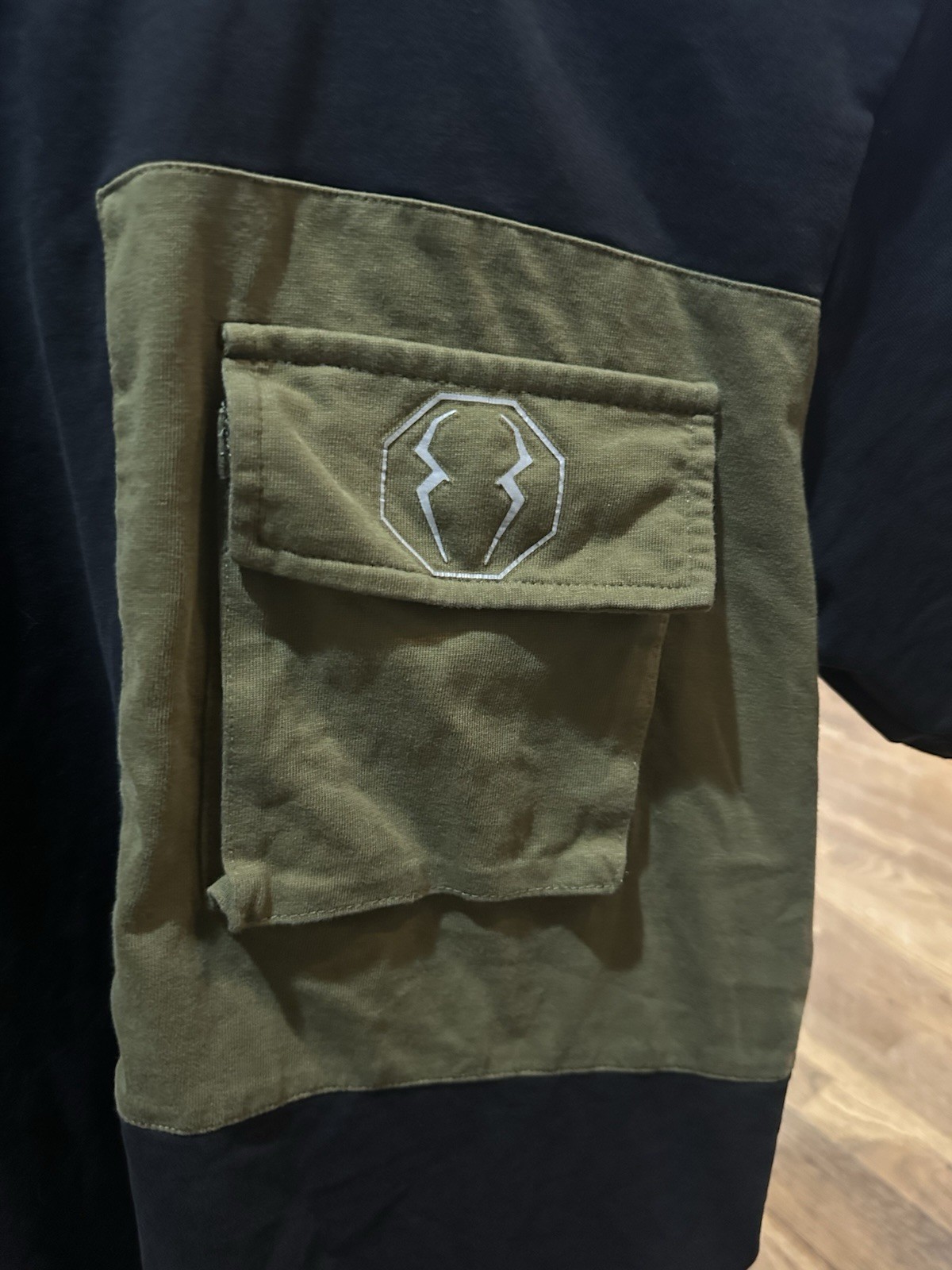 Mercosaki Techwear Cargo Pocket Tee XXL Black Olive Utility Streetwear gallery