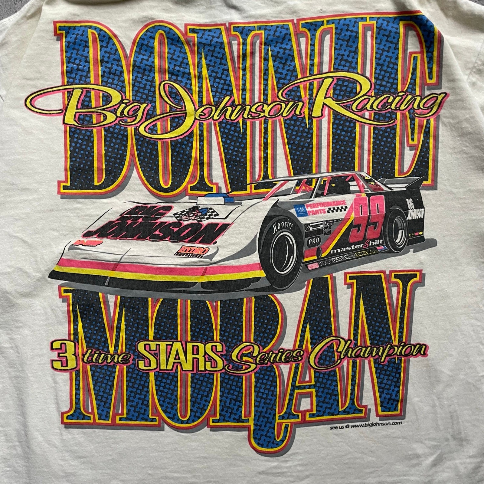 Vintage Donnie Moran Racing Shirt Men Extra Large White 90s 99 Big Johnson gallery