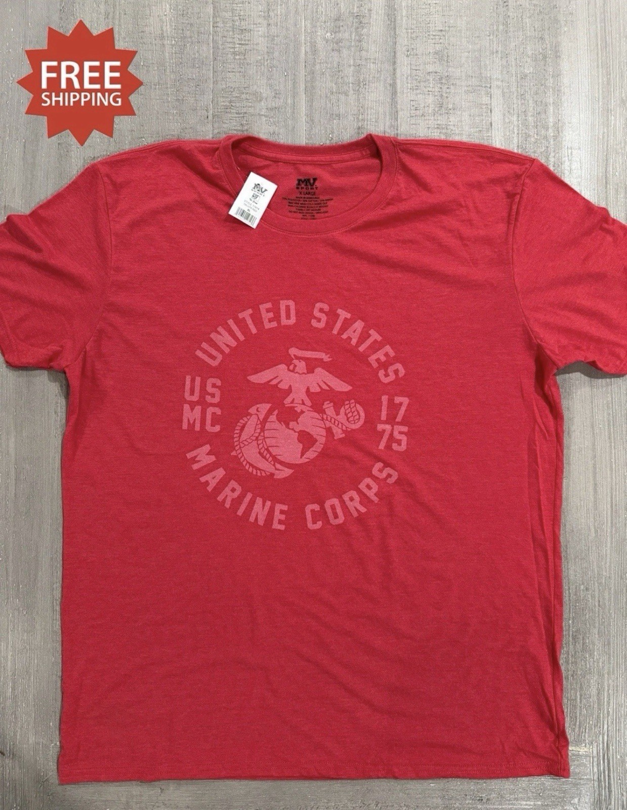 USMC “United States Marines 1775” Red T-Shirt - Size XL - by MV Sport - NWT! gallery