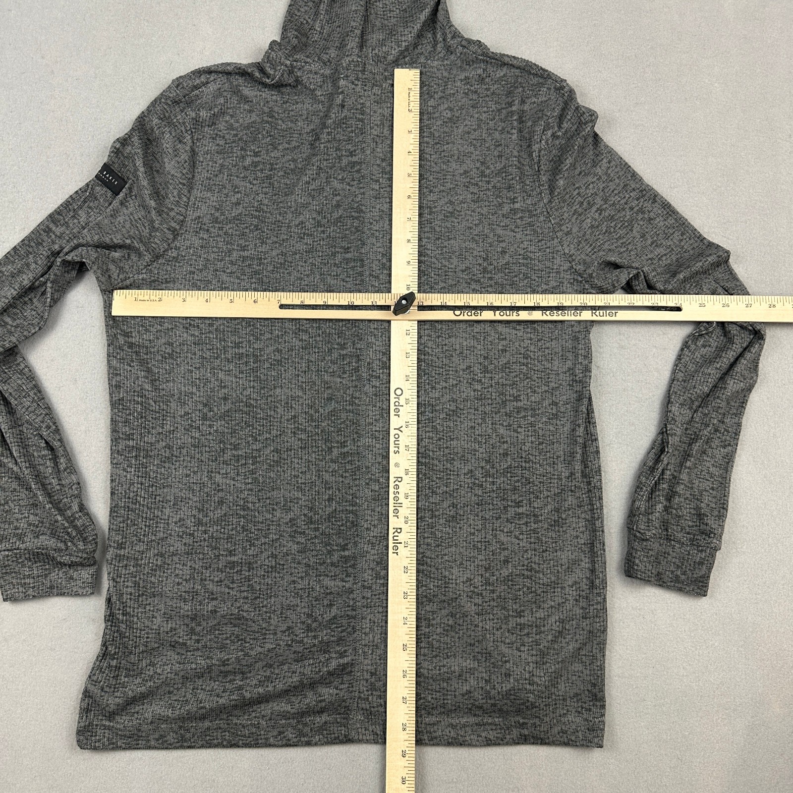 Ted Baker Hoodie Shirt Men Large Gray Solid Pullover Long Sleeve Hood New L gallery