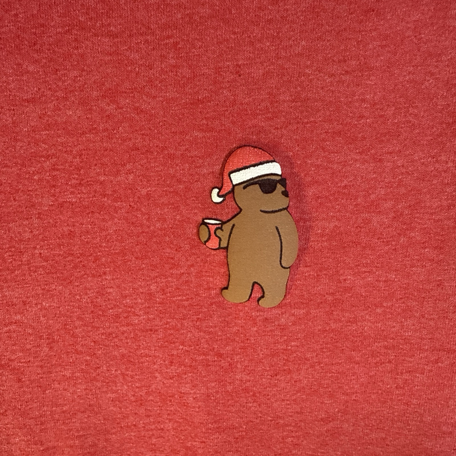 Riot Society Holiday Bear crewneck t-shirt Men's Small Red 100% Cotton gallery