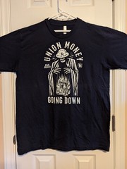 UM Union Money Going Down Grim Reaper Puppet Master XL Black Cotton Tee-Shirt