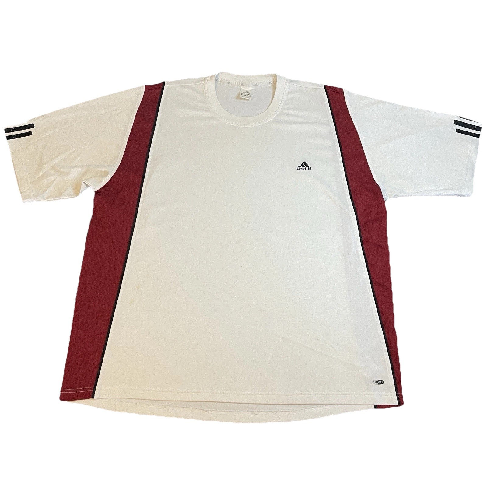 Adidas Climalite T-Shirt Men’s XL White/Red 3 Stripes Athletic Exercise Running gallery