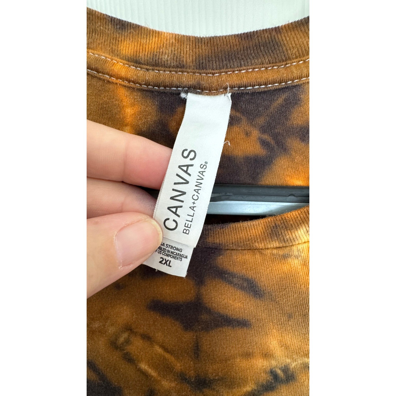 Tie Dye T-Shirt Adult 2XL Brown V-Pattern Short Sleeve Cotton Tee Hippie Earthy gallery