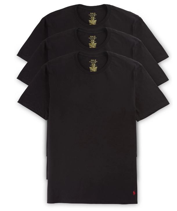 3 GENUINE POLO RALPH LAUREN MENS 1XL TO 6XL BIG&TALL BLACK COTTON CREW T-SHIRTS gallery
