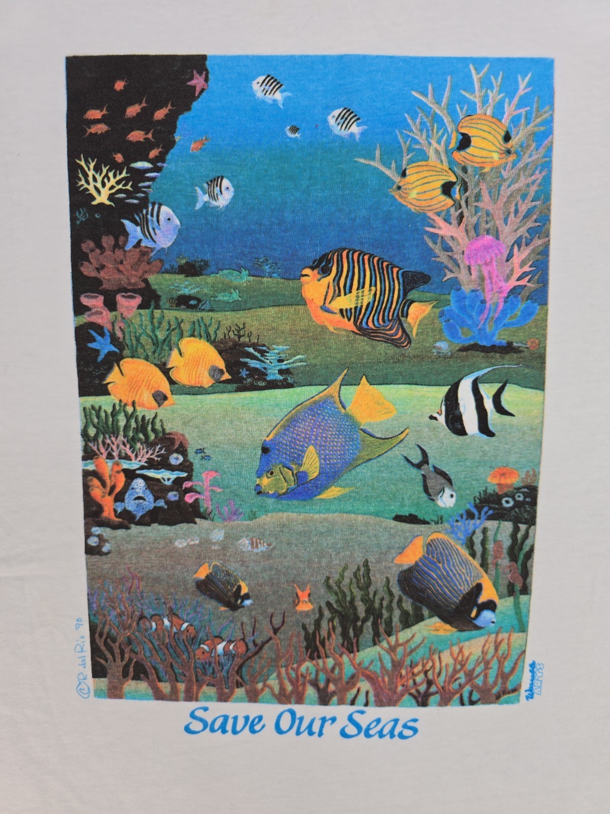 Vintage Nature Shirt Single Stitch Cotton Fish/Coral 1990 Large NOS gallery