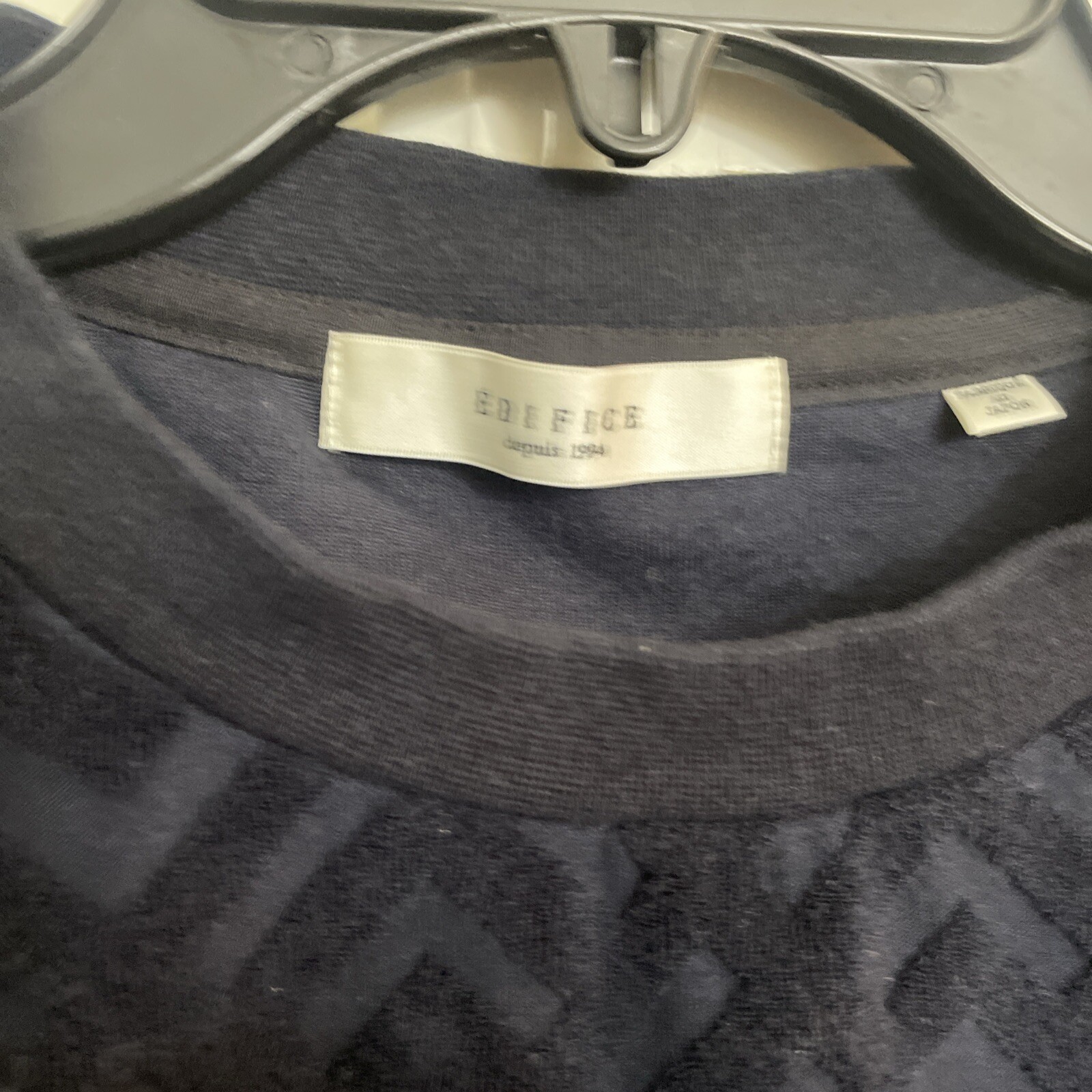 Edifice Pull Over Shirt Navy Velvet Textured Fabric Size XL Cotton Short Sleeve gallery