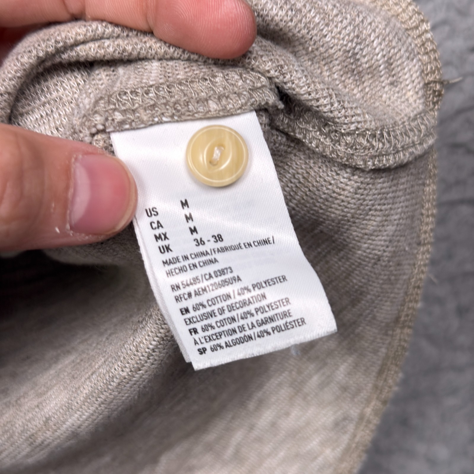 American Eagle Thermal Henley Shirt Mens Medium Gray Classic Fit Long Sleeve gallery