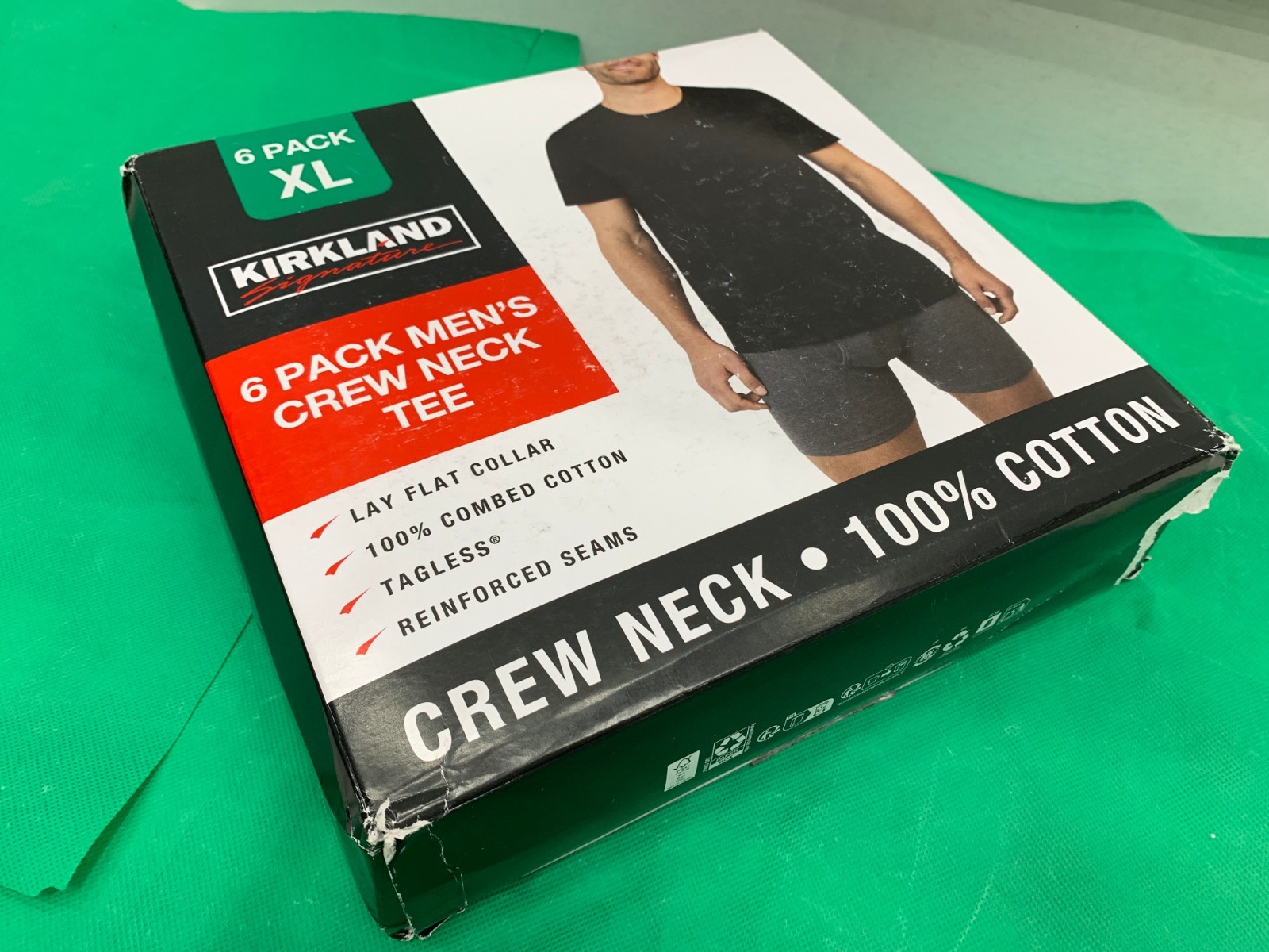 Kirkland Signature Men’s Crew Neck Tee 6-Pack 100% Combed Cotton Black XL gallery