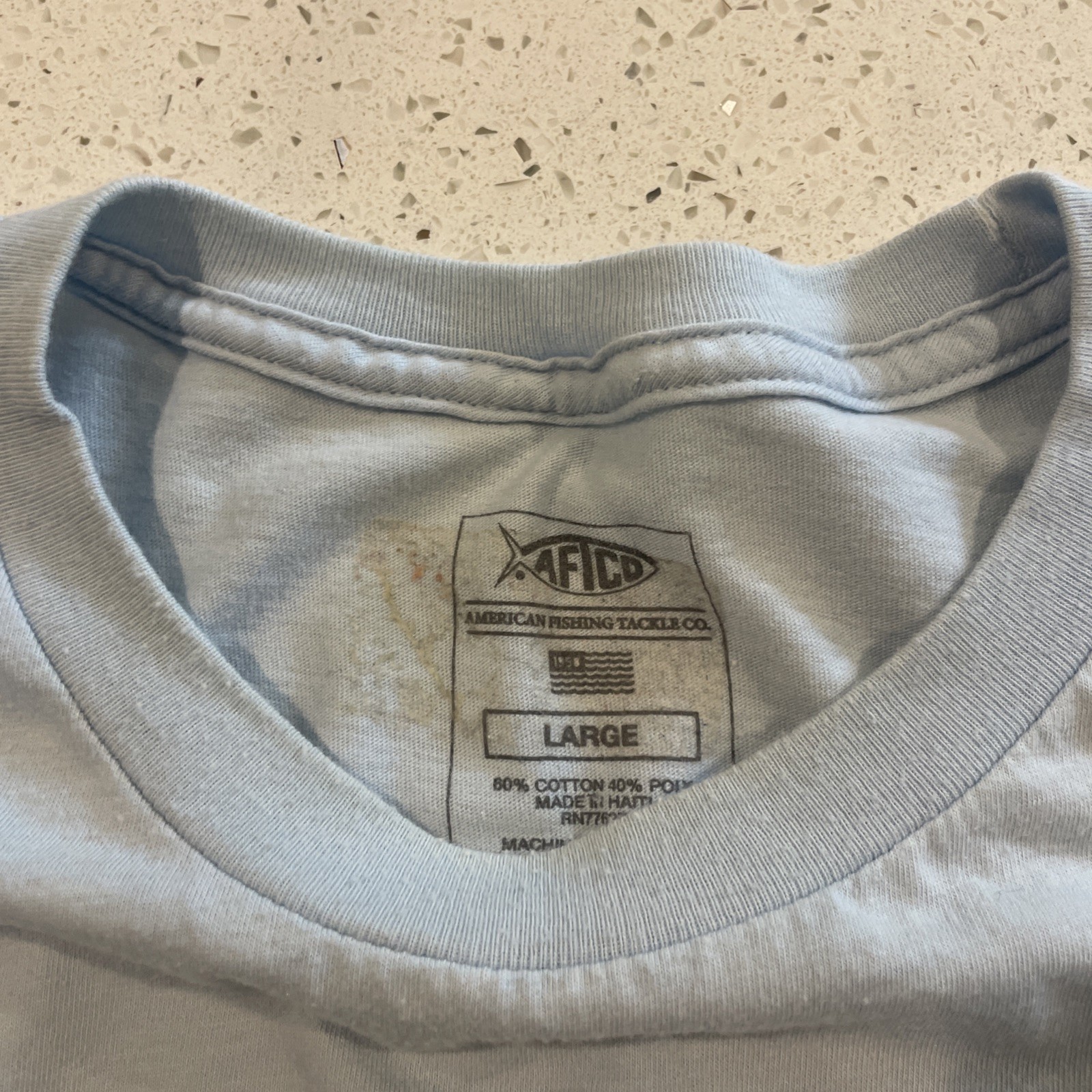AFTCO Shirt Mens Large Blue Lightweight Outdoors Fishing Long Sleeve Logo Casual gallery
