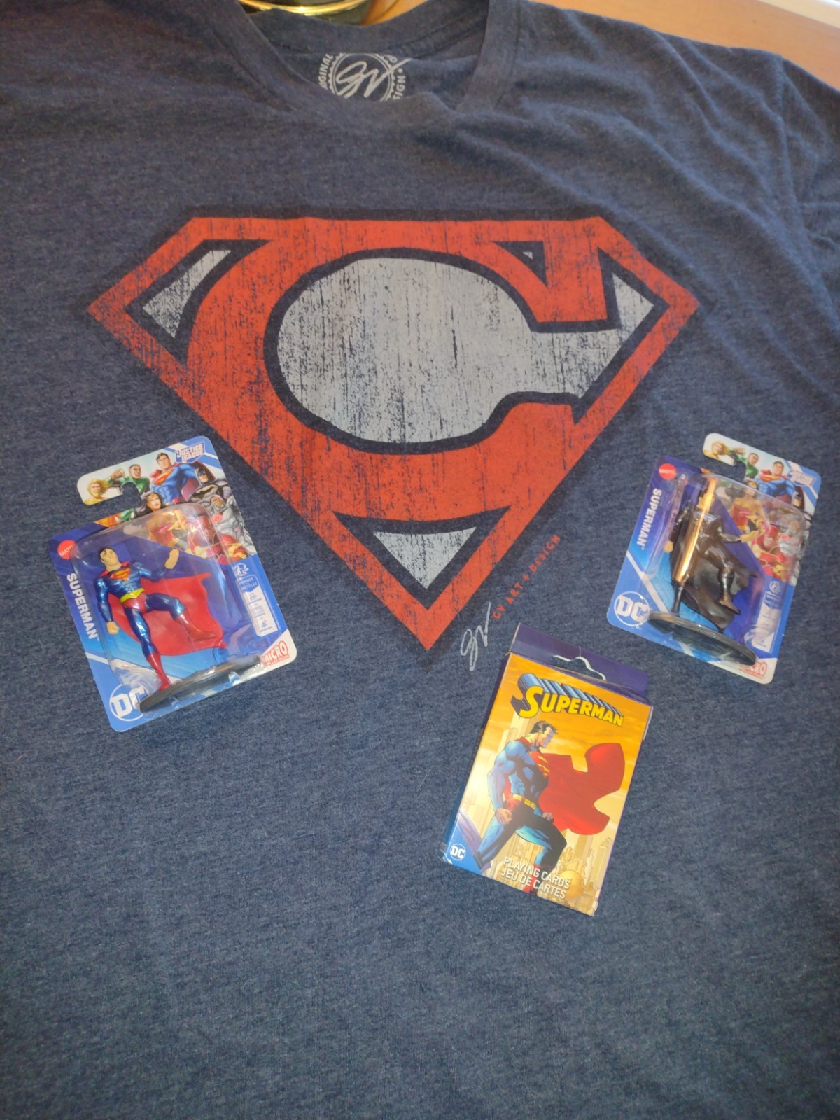 Superman,Born in Cleveland, Men's xlg T-shirt w NEW good/evil Figures,Cards gallery