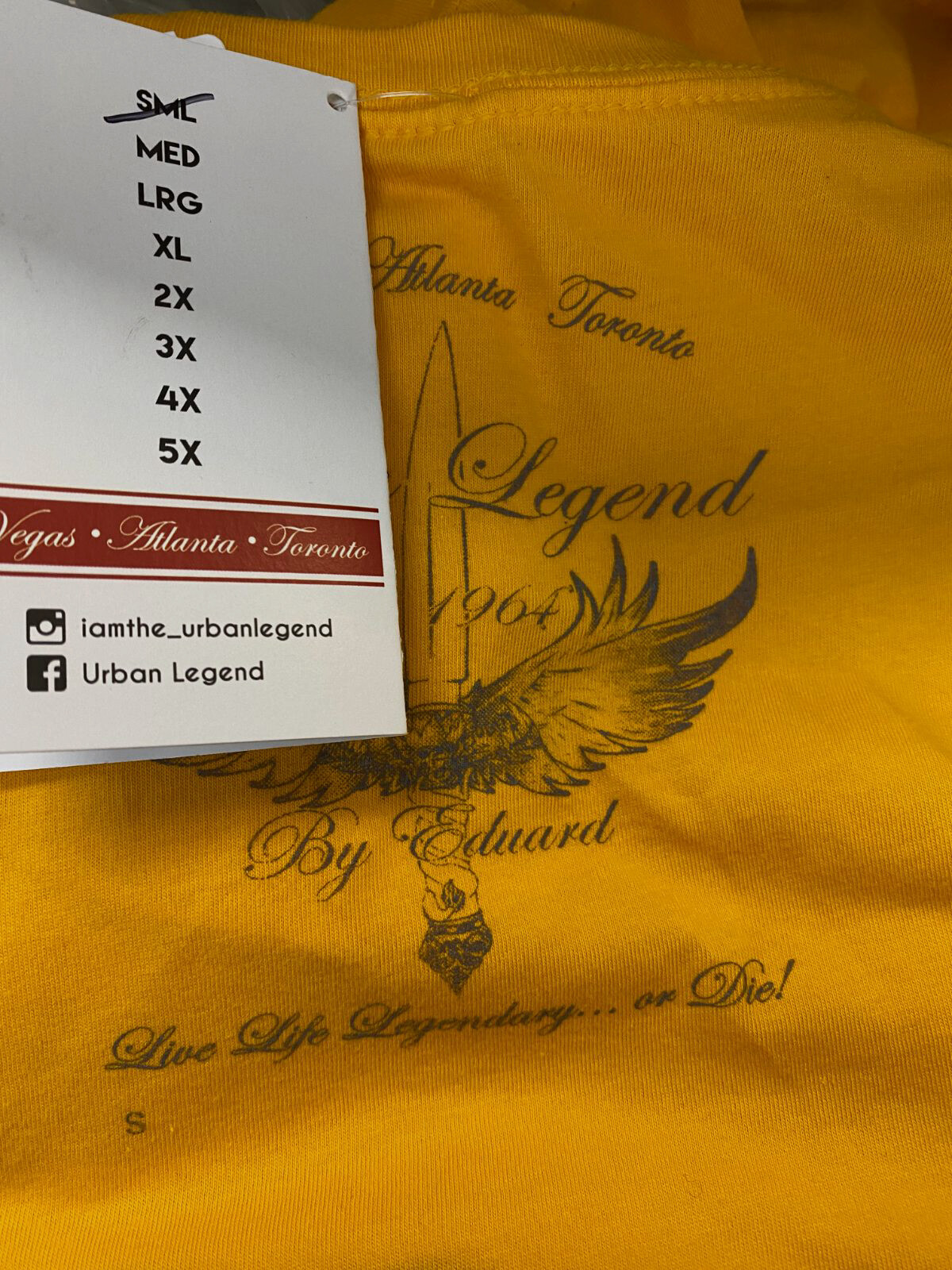 $65 Urban Legend Men's Orange Bear Graphic Logo Cotton Crew T-Shirt Size S gallery