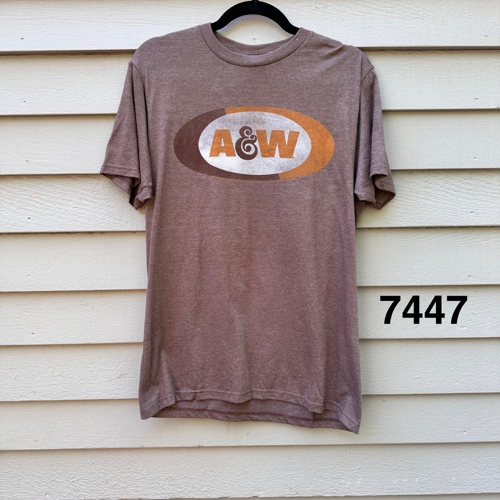 Tee Luv AW Root Beer Graphic T-Shirt Mens Medium Heather Brown Vintage Style NEW