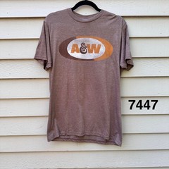 Tee Luv AW Root Beer Graphic T-Shirt Mens Medium Heather Brown Vintage Style NEW