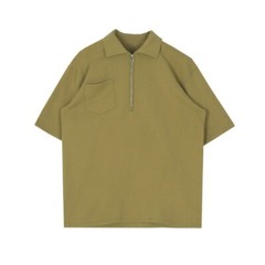 Half Zip Short Sleeve Men Summer Lapel Top Solid Color Half Sleeve T-shirt Tee