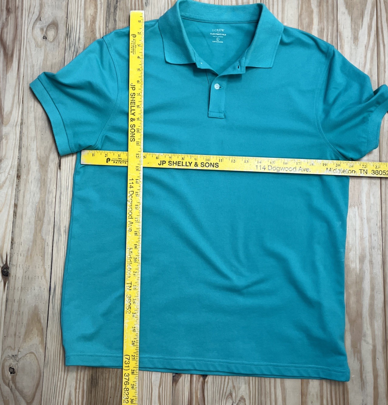 J Crew Flex Piqué Polo Untucked Shirt Green Men's SZ Large gallery