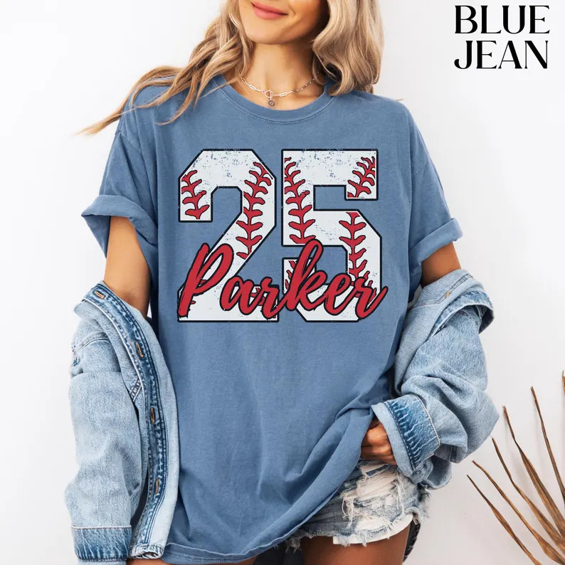 Custom Baseball Name Number Comfort Tee Personalized Gift gallery