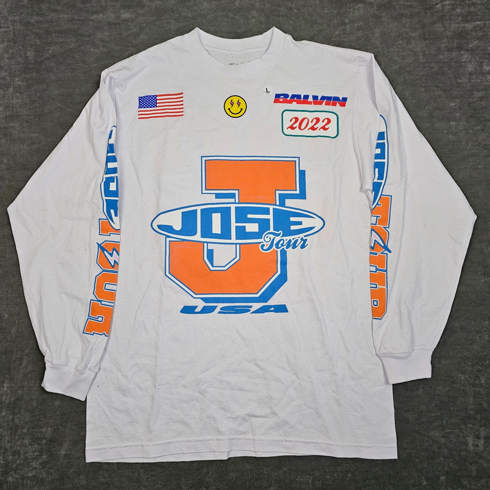 J. Balvin T-Shirt Adult Large White Jose Tour 2022 Festival Reggaetón Tee Retro