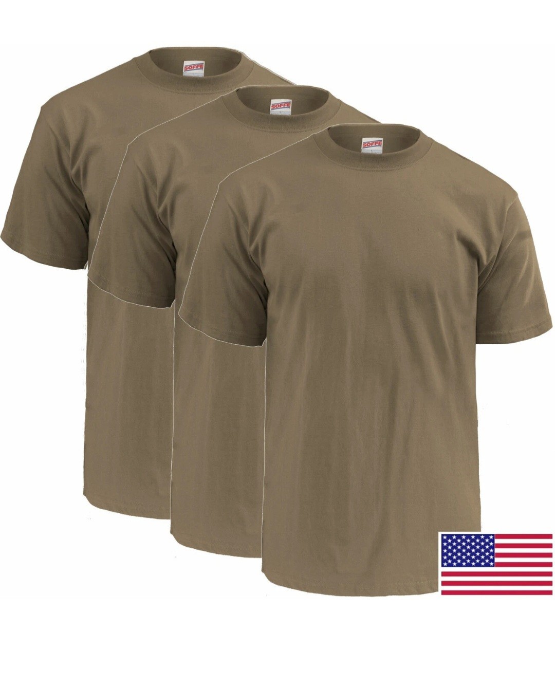 NEW XL Soffe 50/50 Military US Army USAF/T-Shirt Undershirt 3-Pack - OCP Tan 499 gallery