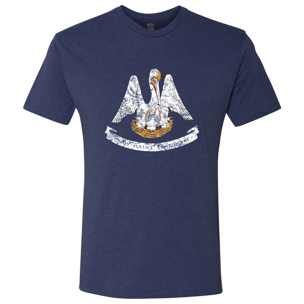 Louisiana Flag State Pride Triblend Mens T-Shirt – Vintage Navy