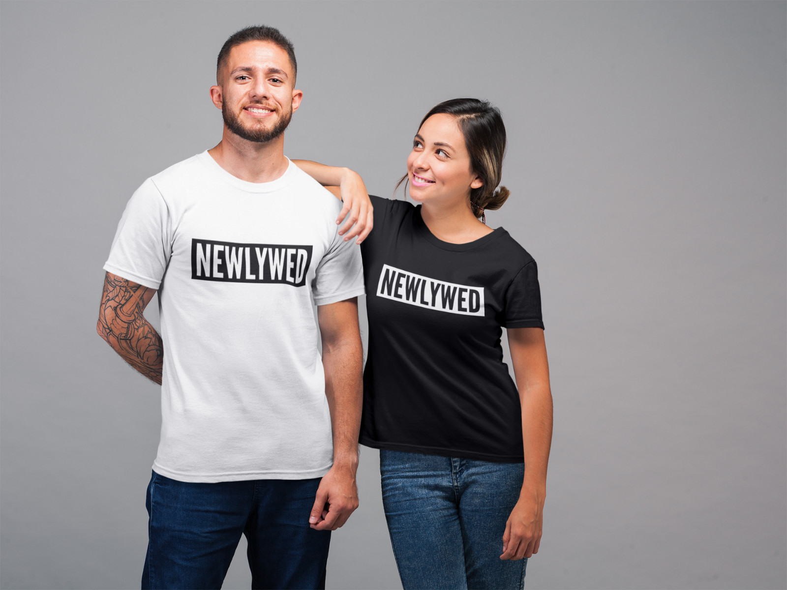 Newlywed Adult T-Shirt Bride Groom His Hers Just Married Wedding Gift Honeymoon gallery