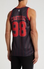 Crooks & Castles M Men’s Jersey Red Black Stripes Basketball Mesh Tank Top New