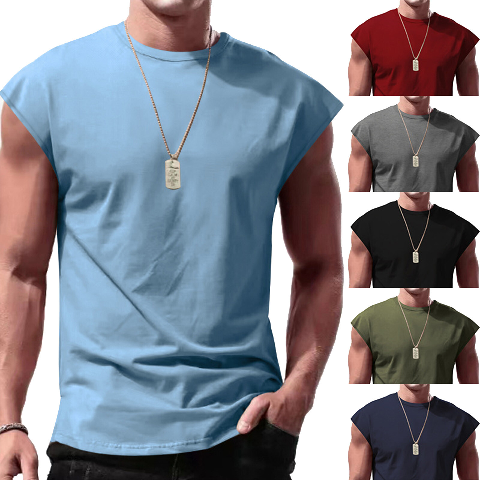 Men Workout Tank Tops Bodybuilding Shirts Sleeveless Gym Athletic Muscle T-shirt gallery