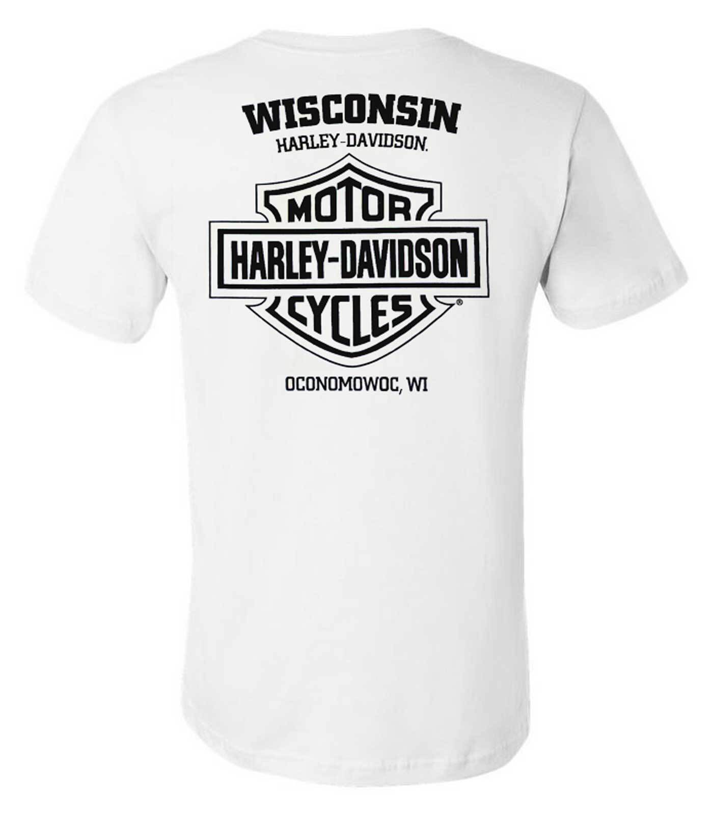 Harley-Davidson Men's Open Bar & Shield On White Short Sleeve Crew-Neck T-Shirt gallery